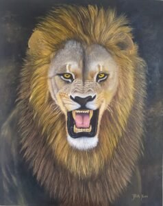 Pintura a óleo de um Leão 40x50 cm